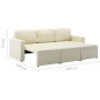 Sofá cama modular de 3 plazas cuero sintético color crema