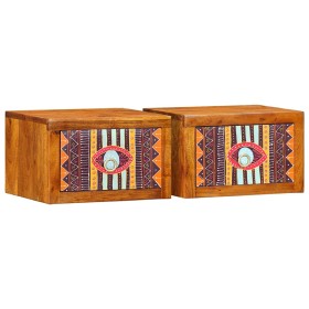 Armario de Noche con cajón 2 pcs Marrón 35 x 30 x 22 cm