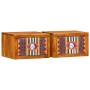 Armario de Noche con cajón 2 pcs Marrón 35 x 30 x 22 cm