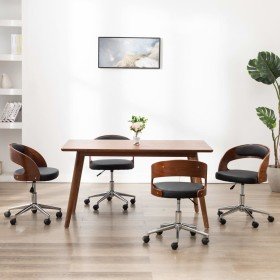 Sillas de comedor 4 uds madera curvada y cuero sintético Sillas de comedor 4 uds madera curvada y cuero sintético