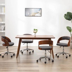 Sillas de comedor girartorias 4 uds madera curvada y tela gris Sillas de comedor girartorias 4 uds madera curvada y tela gris