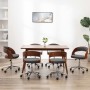Sillas de comedor giratorias 6 uds madera curvada y tela gris