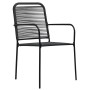 Set de comedor de jardín 5 pzas cuerda de algodón y acero negro