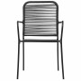 Set de comedor de jardín 5 pzas cuerda de algodón y acero negro