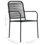 Set de comedor de jardín 5 pzas cuerda de algodón y acero negro