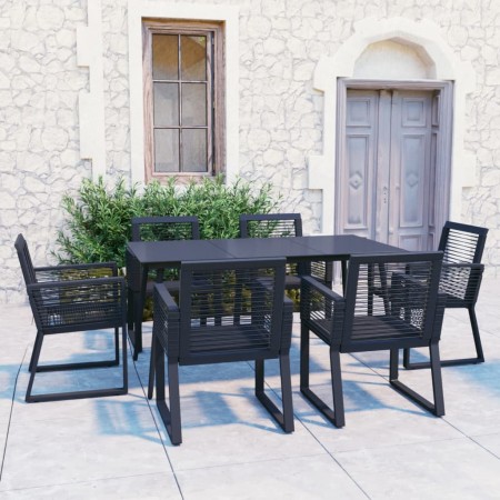 Juego de comedor para jardín 7 piezas ratán PVC negro en Conjuntos de jardín | Comprar online en Foro24