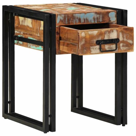 Mesa Auxiliar con cajón 40 x 40 x 50 cm madera maciza reciclada