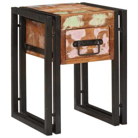 Mesa auxiliar 30 x 30 x 40 cm Madera recuperada maciza y metal