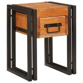 Mesa auxiliar 30 x 30 x 40 cm Madera de acacia sólida y metal