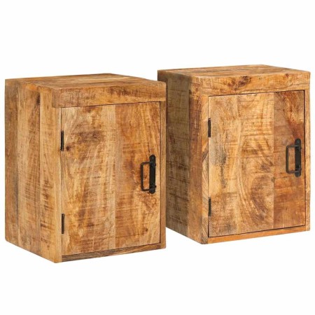 Mesa de Noche 2 pcs Marrón Madera de mango maciza