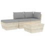 Muebles de jardín de palets 4 pzas y cojines madera de abeto