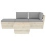 Muebles de jardín de palets 4 pzas y cojines madera de abeto
