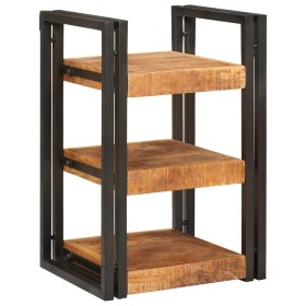 Mesa de Noche Marrón y negro Madera de mango maciza