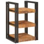 Mesa de Noche 2 pcs Marrón y negro Madera de mango maciza