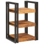 Mesa de Noche 2 pcs Marrón y negro Madera de mango maciza