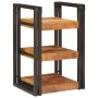 Mesa de Noche 2 pcs Marrón y negro Madera de mango maciza