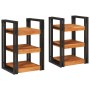 Mesa de Noche 2 pcs Marrón y negro Madera Sólida de Acacia