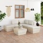 Muebles de jardín de palets 6 piezas y cojines madera de abeto
