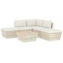 Muebles de jardín de palets 6 piezas y cojines madera de abeto