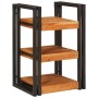 Mesa de Noche 2 pcs Marrón y negro Madera Sólida de Acacia