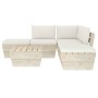Muebles de jardín de palets 6 piezas y cojines madera de abeto