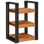Mesa de Noche 2 pcs Marrón y negro Madera Sólida de Acacia