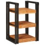 Mesa de Noche 2 pcs Marrón y negro Madera Sólida de Acacia