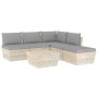 Muebles de jardín de palets 6 piezas y cojines madera de abeto