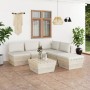 Muebles de jardín de palets 6 piezas y cojines madera de abeto
