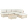 Muebles de jardín de palets 6 piezas y cojines madera de abeto