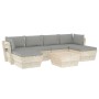 Muebles de jardín de palets 7 piezas y cojines madera de abeto