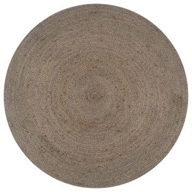 Alfombra de yute tejida a mano redonda gris 120 cm