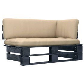 Sofá de jardín esquina de palets madera pino impregnada negro