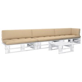 Muebles de palés 4 pzas y cojines madera pino impregnada blanco