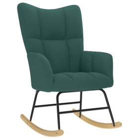 Silla mecedora de tela verde oscura