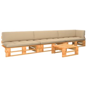 Muebles de palets 4 pzas y cojines madera pino impregnada miel