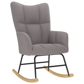 Silla mecedora de tela gris taupe