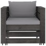 Muebles de jardín 2 piezas con cojines madera impregnada gris