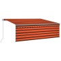Toldo retráctil manual con persiana naranja y marrón 4,5x3 m