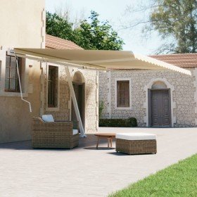 Toldo de pie retráctil manual color crema 500x300 cm Toldo de pie retráctil manual color crema 500x300 cm