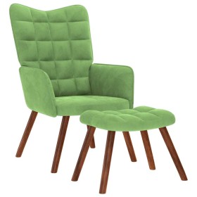 Sillón de relax con reposapiés terciopelo verde claro