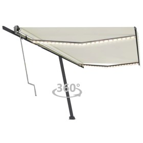 Toldo automático con LED y sensor de viento crema 500x300 cm Toldo automático con LED y sensor de viento crema 500x300 cm