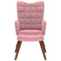 Sillón de relax con reposapiés terciopelo rosa