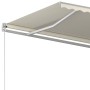 Toldo retráctil automático con postes crema 5x3 m