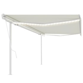Toldo automático con LED y sensor de viento crema 5x3 m Toldo automático con LED y sensor de viento crema 5x3 m