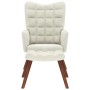 Sillón de relax con taburete terciopelo crema