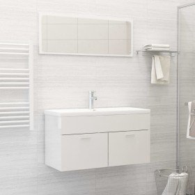 Juego de muebles de baño madera de ingeniería blanco brillo Juego de muebles de baño madera de ingeniería blanco brillo