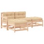 4-teiliges Gartenmöbel-Set und Massivholzkissen von vidaXL, Gartensets - Ref: Foro24-3186018, Preis: 277,71 €, Rabatt: %