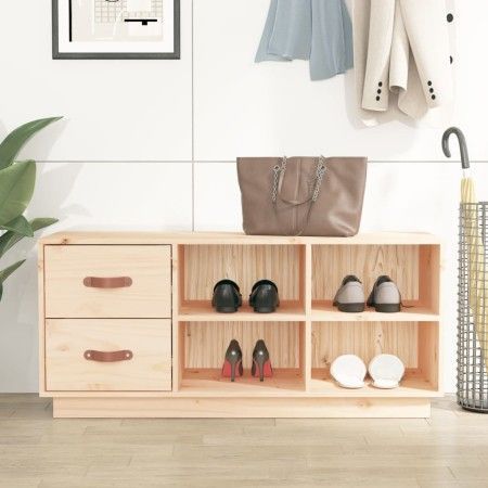 Shoe bench solid pine wood 100x34x45 cm by vidaXL, Shoe racks and shoe organizers - Ref: Foro24-820177, Price: 77,52 €, Disco...