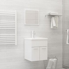 Juego de muebles de baño madera de ingeniería blanco brillo Juego de muebles de baño madera de ingeniería blanco brillo
